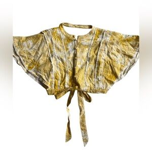 Skylar + Madison Gold Crop Top with Tie Front and Mandarin Collar backless